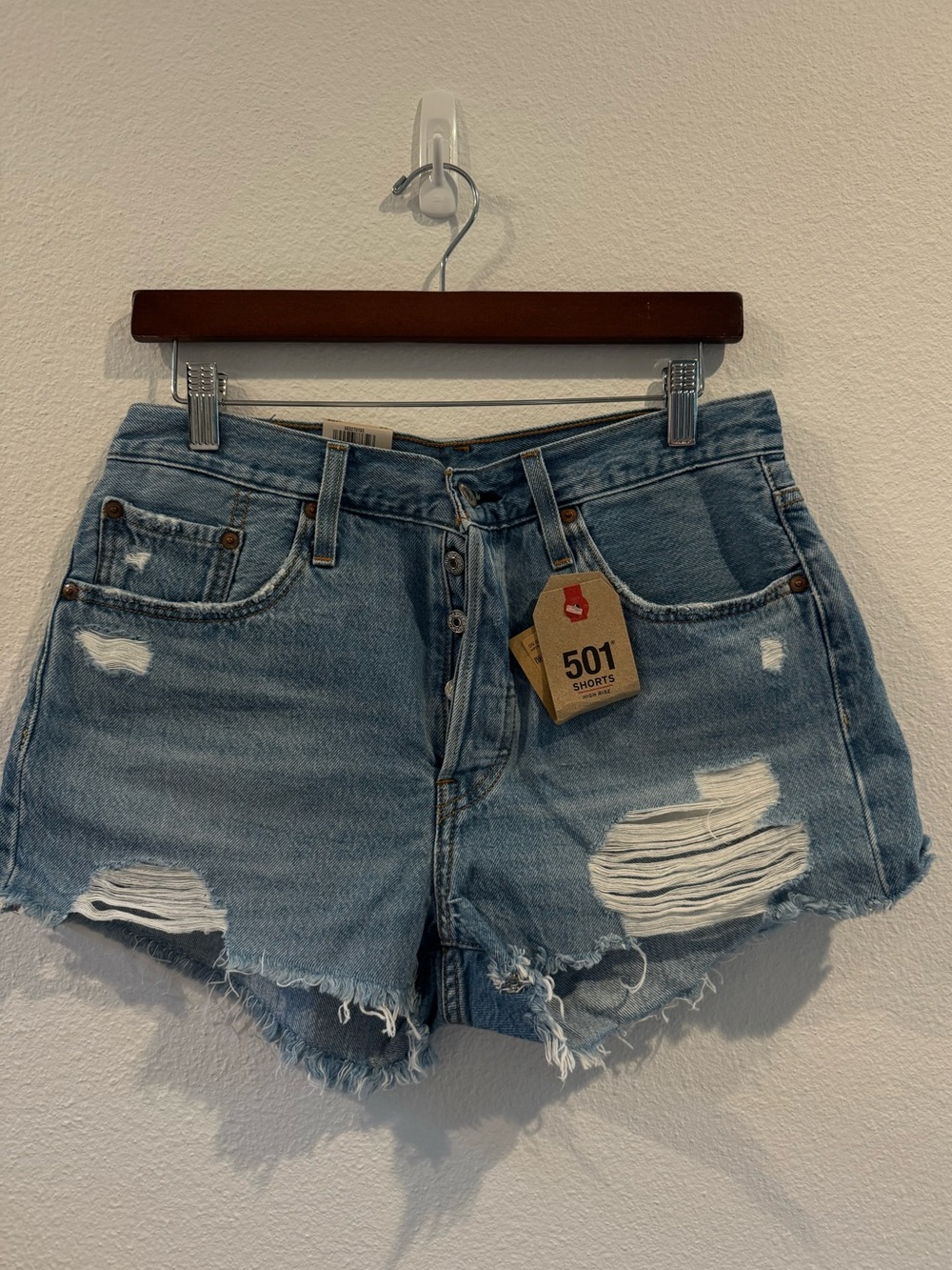 Levi's 501 High-Rise Distressed Denim Shorts